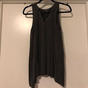 American Eagle Gray lace up Tank